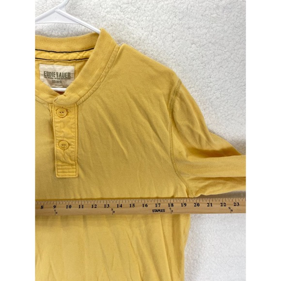 Eddie‎ Bauer Men's Sweater Henley Long Sleeve Size Medium Yellow Cotton - Picture 3 of 6